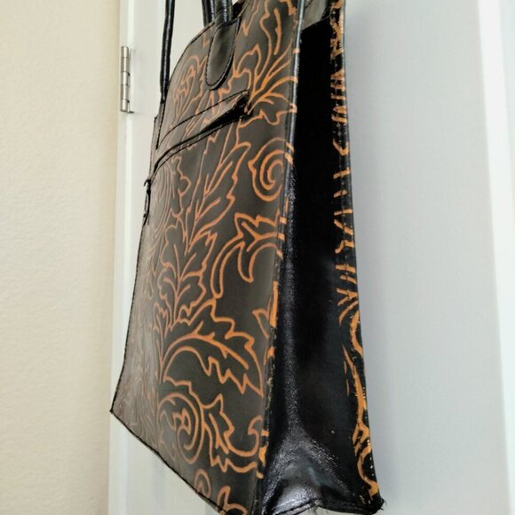 Made in India Black & Tan Leather Shoulder / Tote Bag - Picture 6 of 14